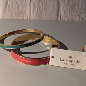 Kate Spade Gold Green & Pink Bangle Set